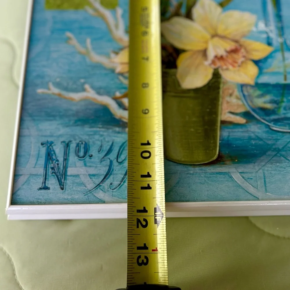 VTG Botanical Floral Blue & Yellow Cottagecore Farmhouse Wall Hanging Art Decor